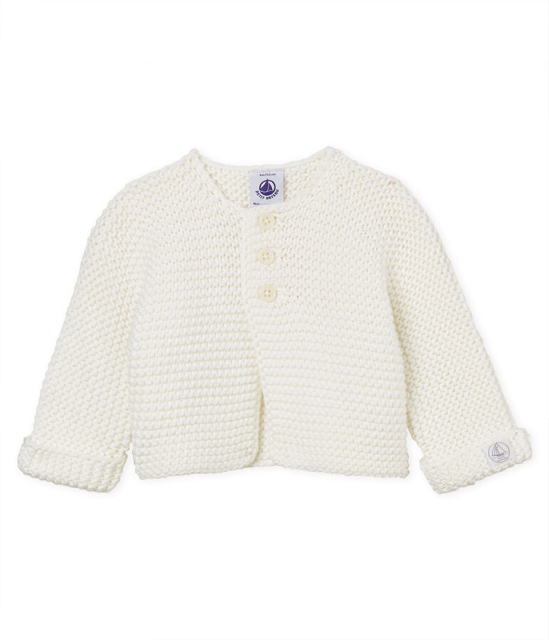 Cardigan point mousse b&eacute;b&eacute; mixte blanc
