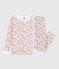 Pyjama enfant en coton jambes très ajustées imprimé fleurs blanc MARSHMALLOW/blanc MULTICO