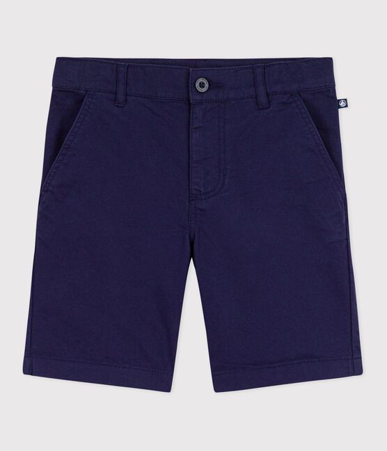 Bermuda short enfant en coton uni bleu SOIR