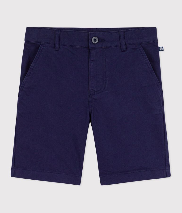 Bermuda short enfant en coton uni bleu SOIR