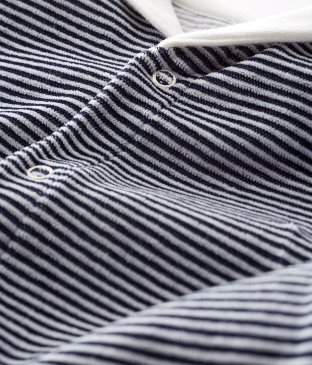 Dors bien b&eacute;b&eacute; gar&ccedil;on en velours bleu/blanc