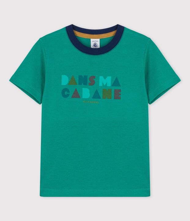T-shirt manches courtes en coton enfant gar&ccedil;on vert