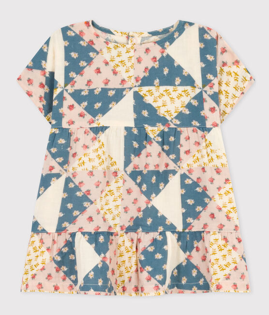 Robe manches courtes en gaze de coton imprimé bébé blanc AVALANCHE/ MULTICO