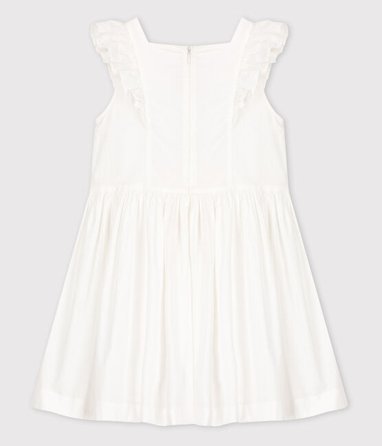 Robe cérémonie en popeline enfant fille blanc ECUME