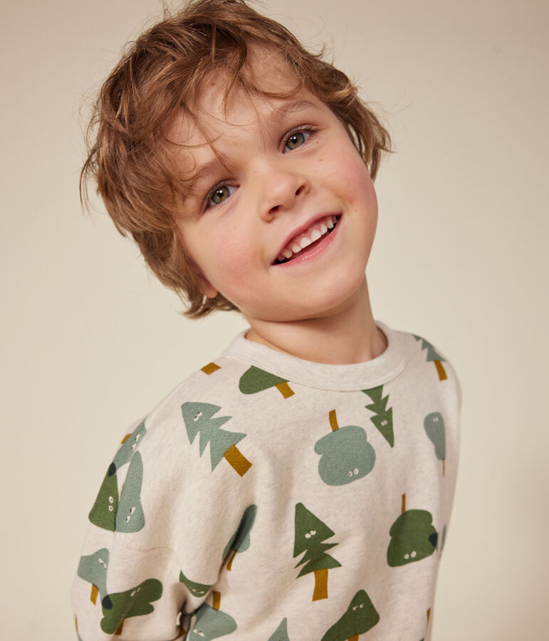 Sweatshirt en molleton enfant gar&ccedil;on beige MONTELIMAR/blanc MULTICO