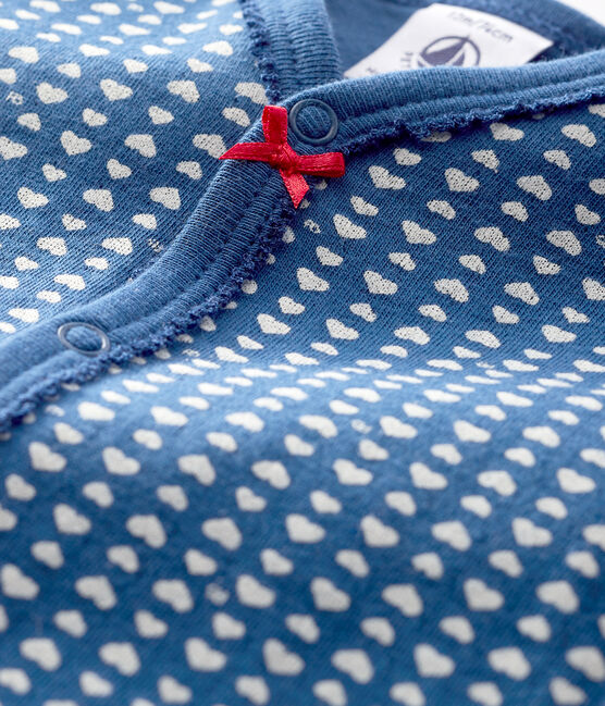 Dors-bien bleu sans pieds bébé fille en tubique bleu MAJOR/blanc ECUME