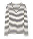 T-shirt femme manches longues col V rayé