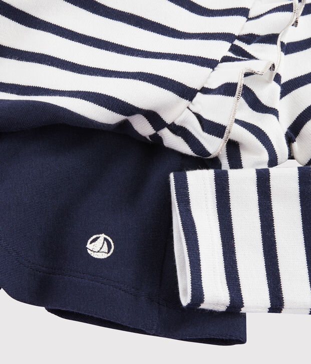 Robe manches longues enfant fille blanc/bleu