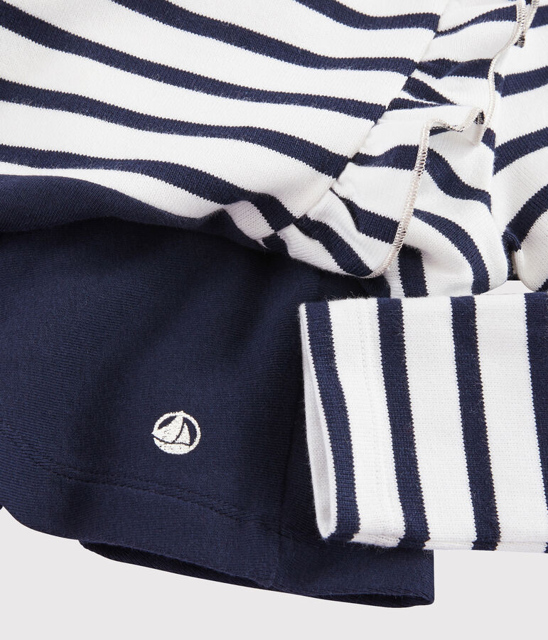 Robe manches longues enfant fille blanc/bleu