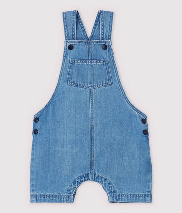 PETIT BATEAU - Salopette courte en demin clair bébé clair