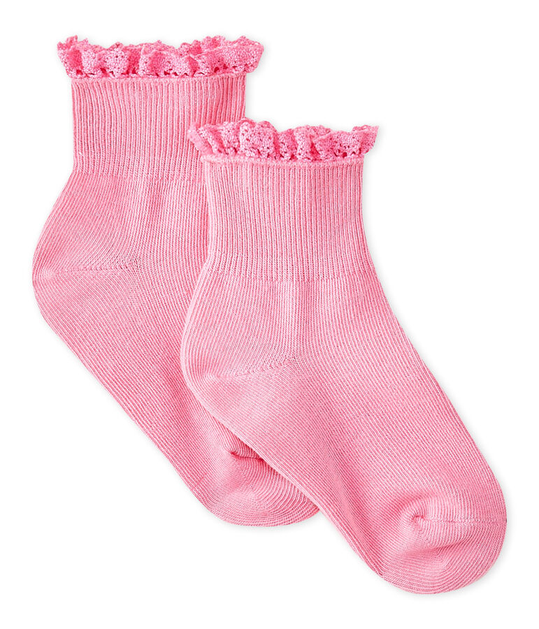 Chaussettes dentelle b&eacute;b&eacute; fille rose