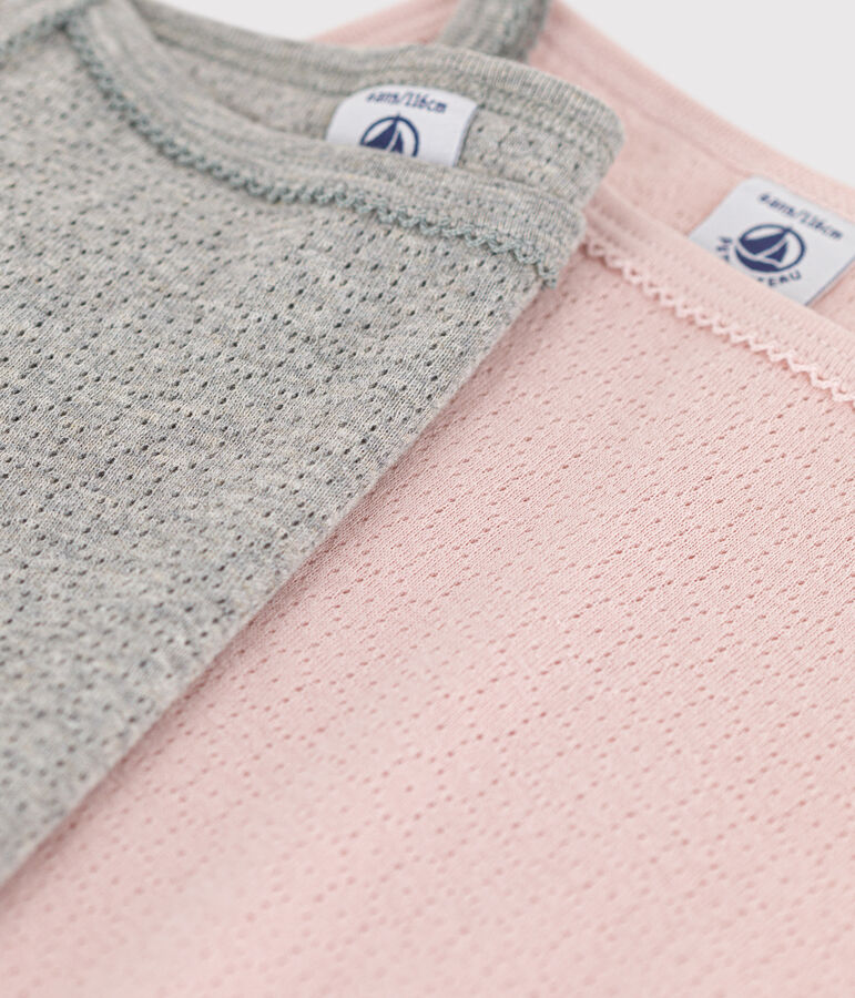 Lot de 2 chemises &agrave; bretelles en coton ajour&eacute; petite fille variante 1