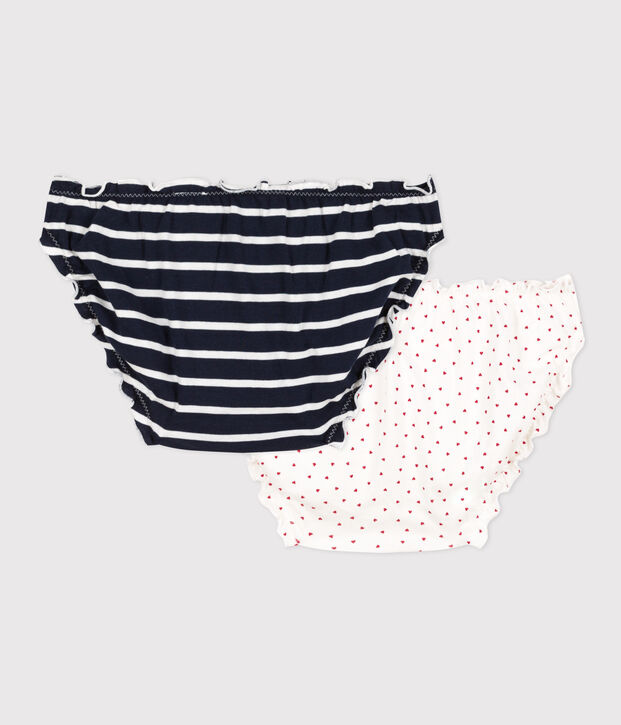 Lot de 2 culottes c&oelig;ur et rayure en coton femme multicouleur