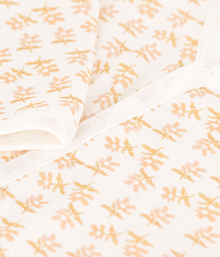Pyjama b&eacute;b&eacute; sans pieds en coton blanc MARSHMALLOW/jaune BOUDOR