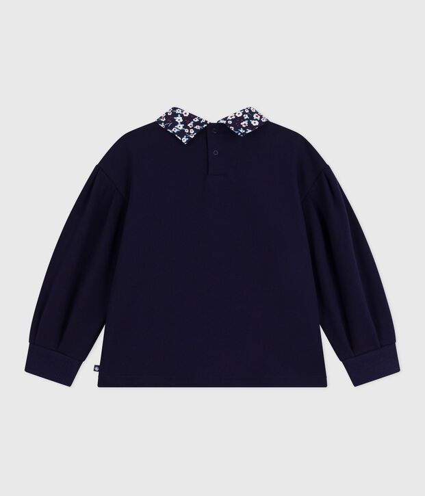 Sweatshirt enfant en coton uni bleu marine