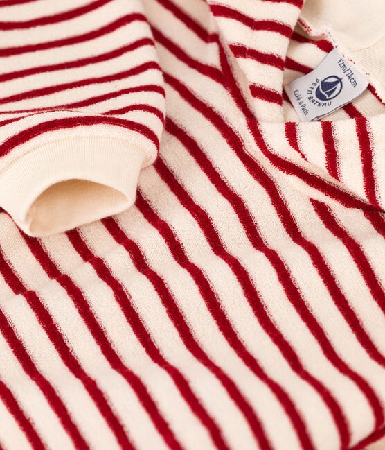 Sweatshirt à capuche bébé en bouclette éponge blanc AVALANCHE/ STOP