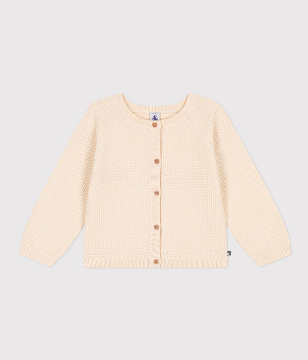Cardigan en coton enfant fille &eacute;cru