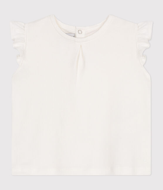 Blouse bébé en coton sans manches blanc MARSHMALLOW