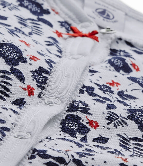 Dors bien sans pieds bébé fille en tubique imprimé blanc ECUME/blanc MULTICO
