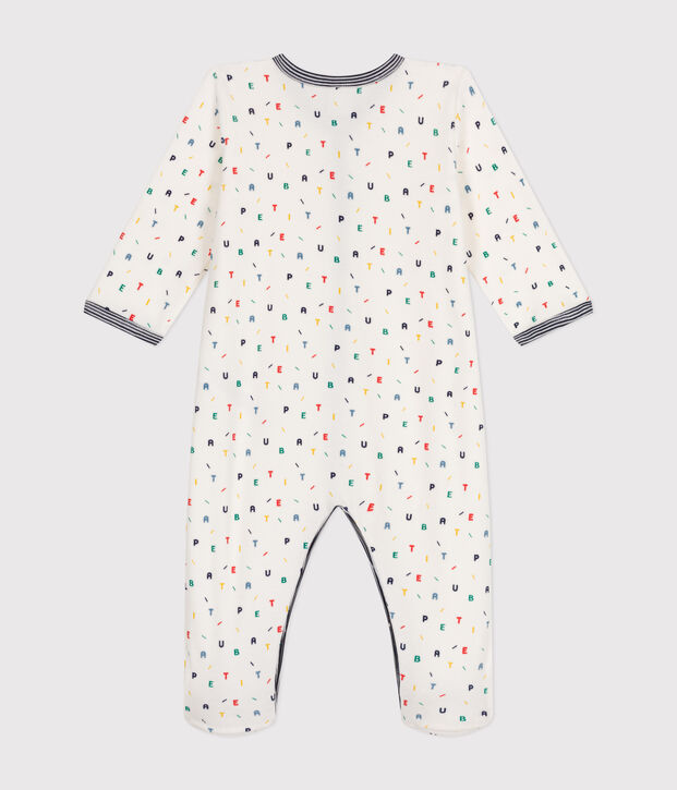 Pyjama en velours b&eacute;b&eacute; blanc/multicouleur
