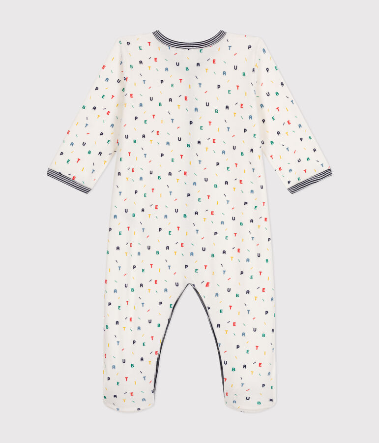 Pyjama en velours b&eacute;b&eacute; blanc/multicouleur