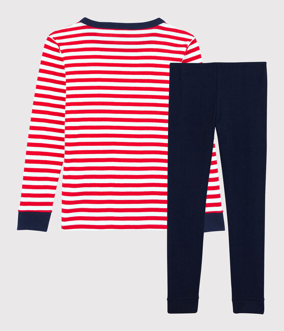 Pyjama snugfit à rayures rouges petit garçon en coton biologique rouge PEPS/blanc MULTICO