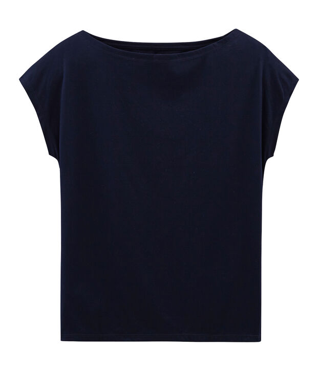 Tee shirt manches courtes coton Sea island femme bleu