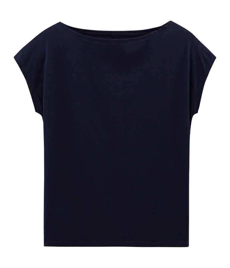 Tee shirt manches courtes coton Sea island femme bleu MARINE