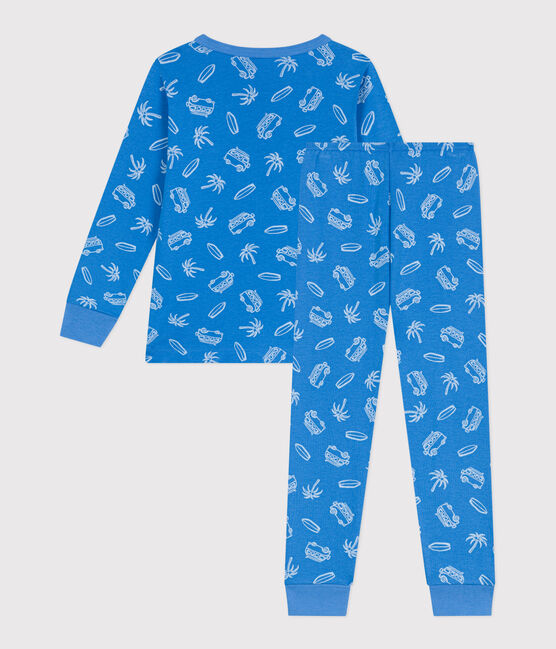 Pyjama enfant en coton manches longues imprimé vans bleu BRASIER/gris MARSHMALLOW