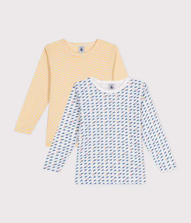 Lot de 2 tee-shirts &agrave; manches longues fus&eacute;es en coton enfant multicouleur