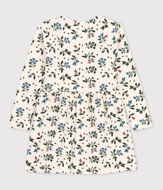 Robe fleurie manches longues en tubique enfant fille blanc AVALANCHE/ MULTICO
