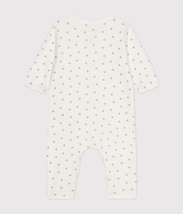 Pyjama b&eacute;b&eacute; sans pieds en coton blanc/vert