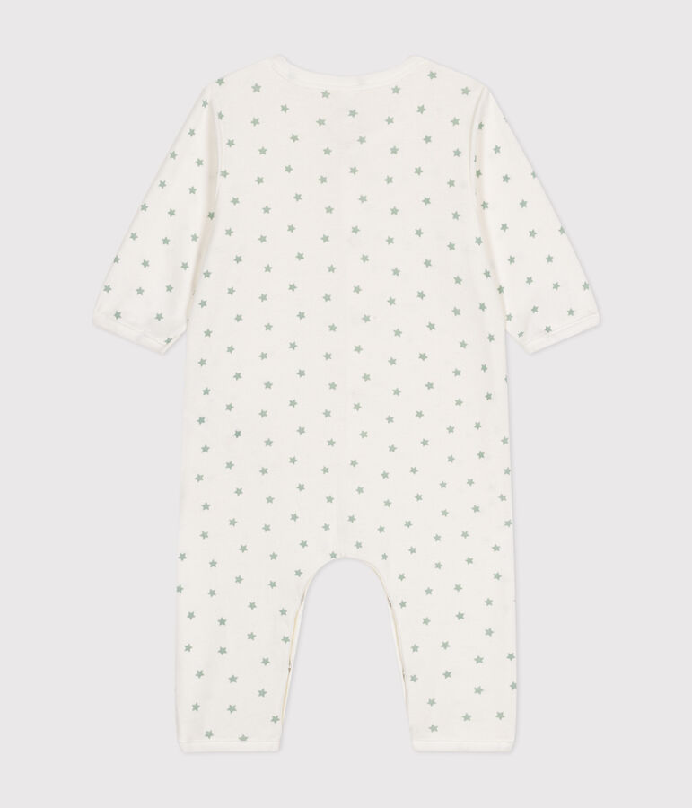 Pyjama b&eacute;b&eacute; sans pieds en coton blanc/vert