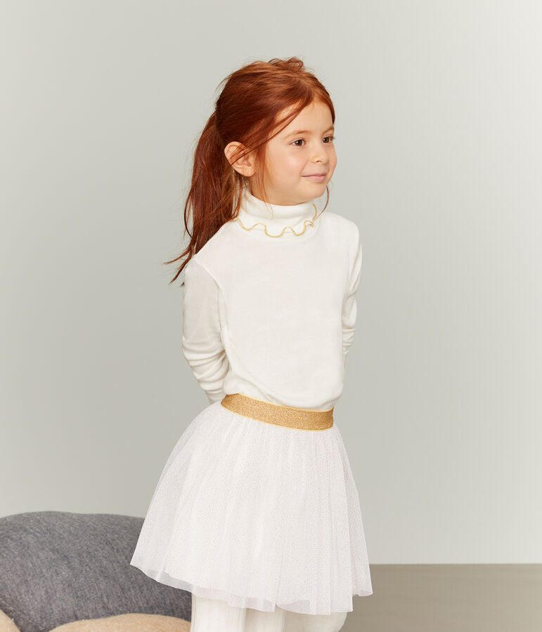 Sous pull enfant fille blanc/jaune