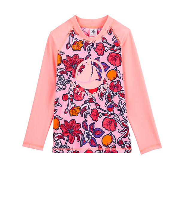Tee shirt anti-UV UPF 50+ &eacute;coresponsable enfant fille rose/multicouleur