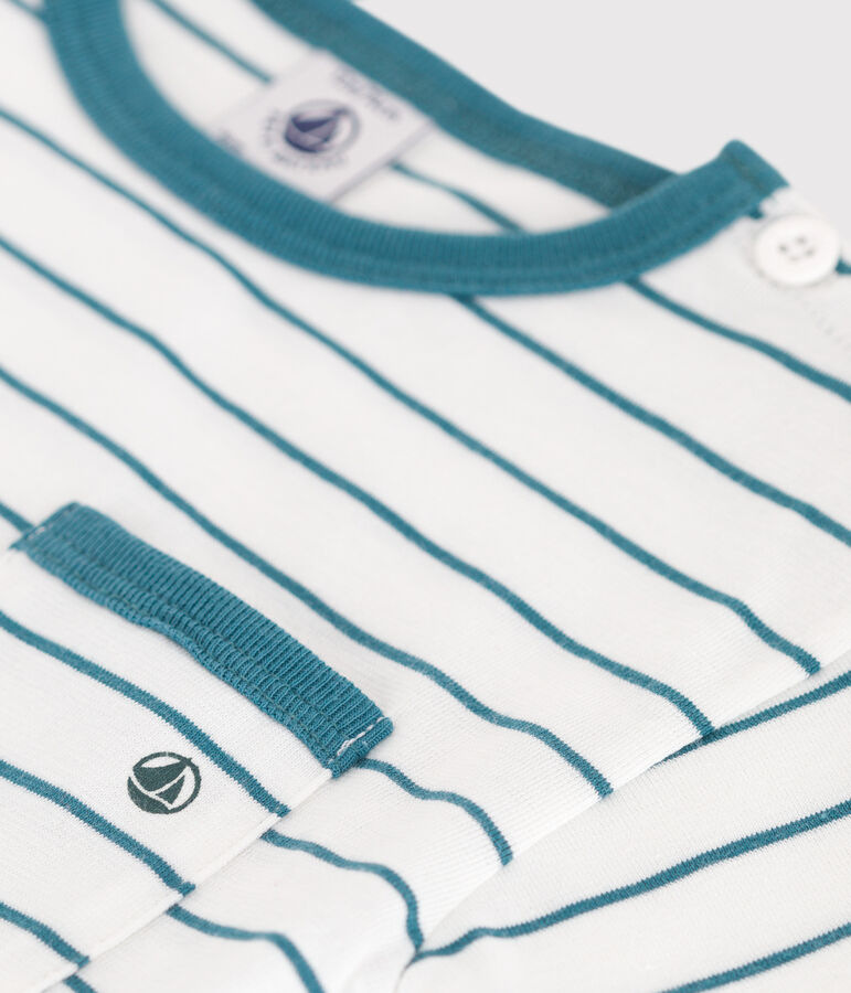 T-shirt b&eacute;b&eacute; en coton &agrave; manches courtes ray&eacute; vert MARSHMALLOW/ DRAGONFLY