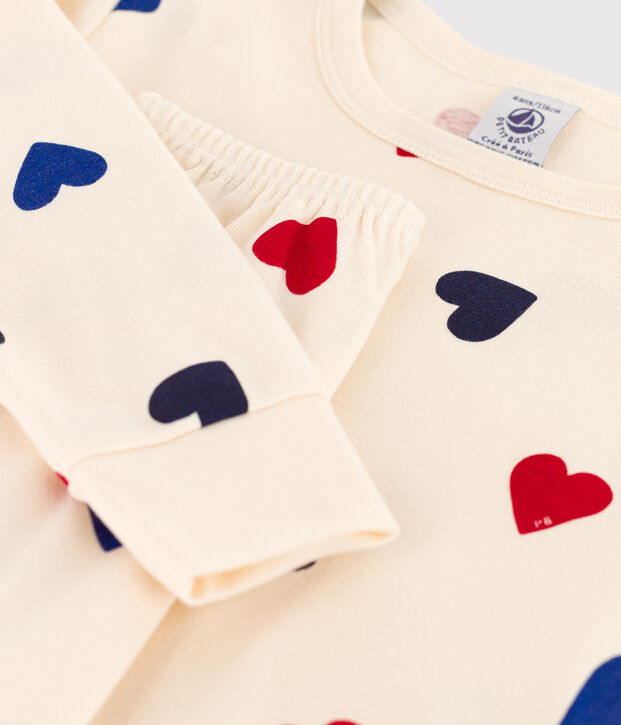 Pyjama en coton enfant &eacute;cru/multicouleur