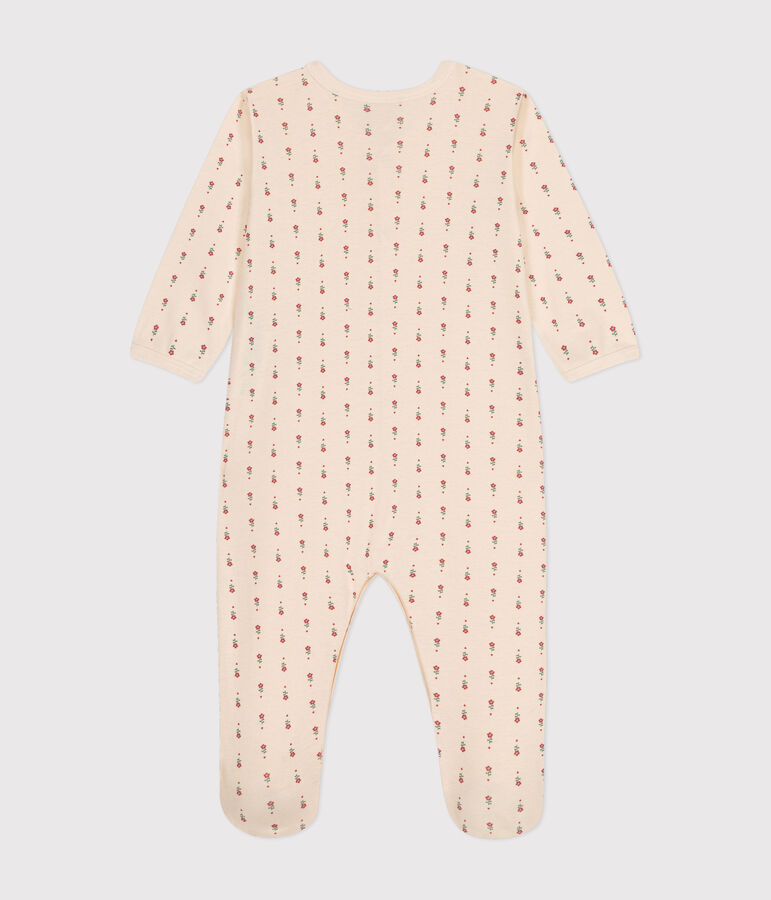 Pyjama imprim&eacute; fleur en coton b&eacute;b&eacute; &eacute;cru/multicouleur