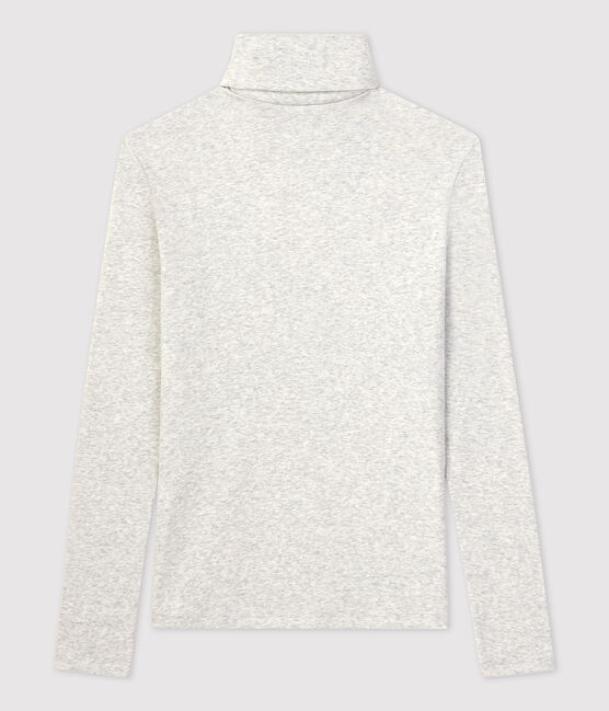 Tee-shirt col roulé L'ICONIQUE en coton BIO Femme gris BELUGA CHINE