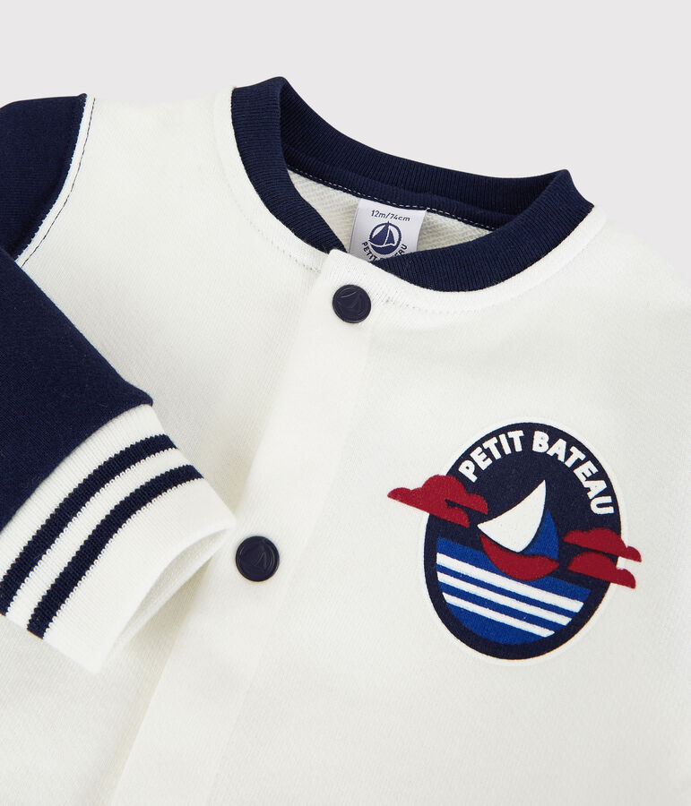 Teddy bi-colore en molleton b&eacute;b&eacute; gar&ccedil;on blanc MARSHMALLOW/bleu SMOKING