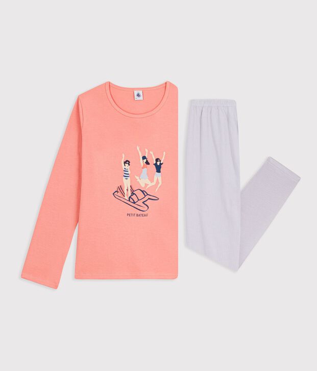 Pyjama  en coton orange/multicouleur