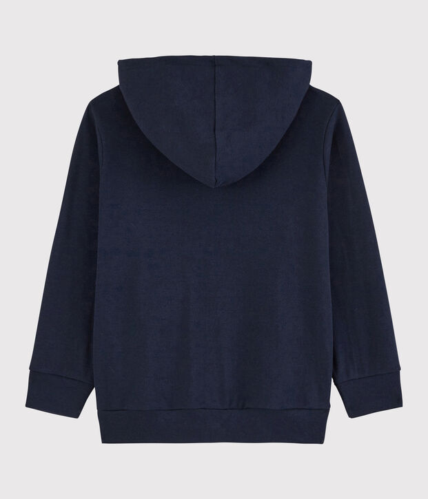 Sweatshirt zipp&eacute; &agrave; capuche en coton enfant gar&ccedil;on bleu marine