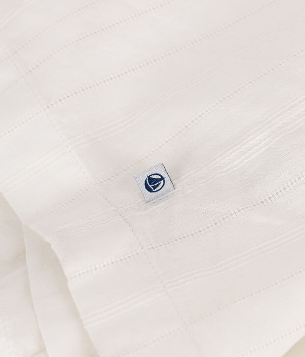 Robe longue &agrave; bretelles enfant en coton uni blanc