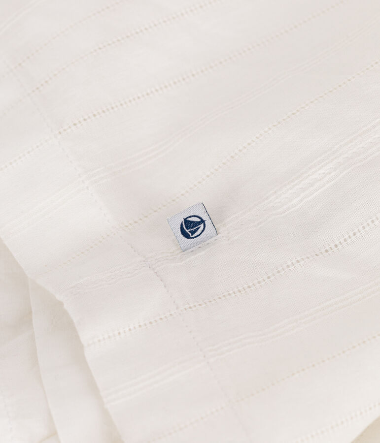 Robe longue &agrave; bretelles enfant en coton uni blanc ECUME