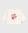 Tee-shirt bébé en coton à manches longues, motif chat écru MILK