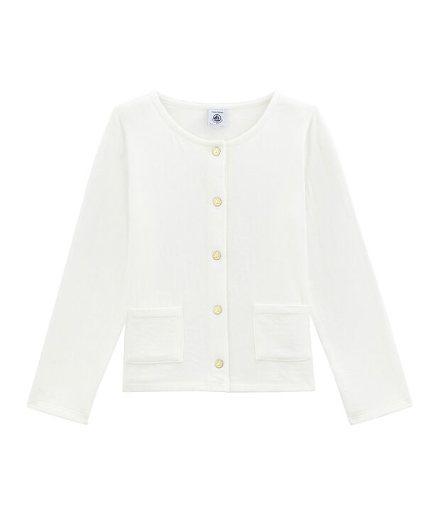 Cardigan fille en tubique blanc