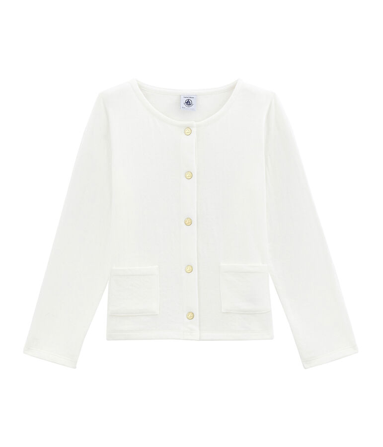 Cardigan fille en tubique blanc