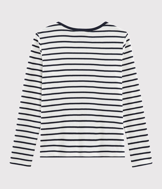 Tee shirt marinière femme blanc MARSHMALLOW/bleu SMOKING