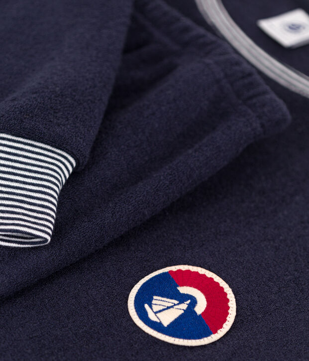 Pyjama en bouclette &eacute;ponge femme bleu marine