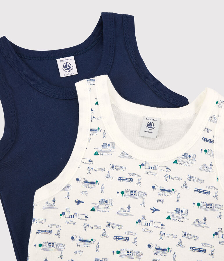 Lot de 2 d&eacute;bardeurs imprim&eacute; transports petit gar&ccedil;on en coton multicouleur